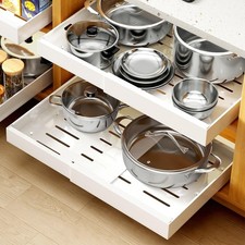 2-Pack Expandable Pull Out Cabinet Organizer, 21" Deep Cabinet Organizer for ...