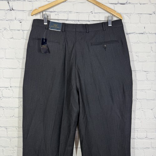 Pantalones Brooks Brothers 346 para hombre talla 36x31 lana elástica puño plisado recto - Imagen 8 de 18