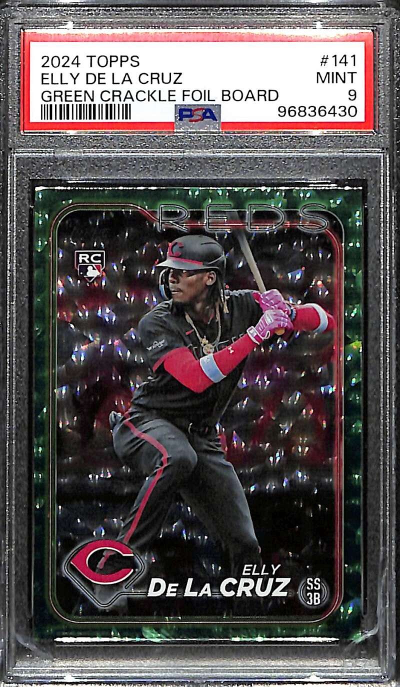 2024 Topps Green Crackle Foil Board 141 Elly De La Cruz Rookie 294/499 PSA 9