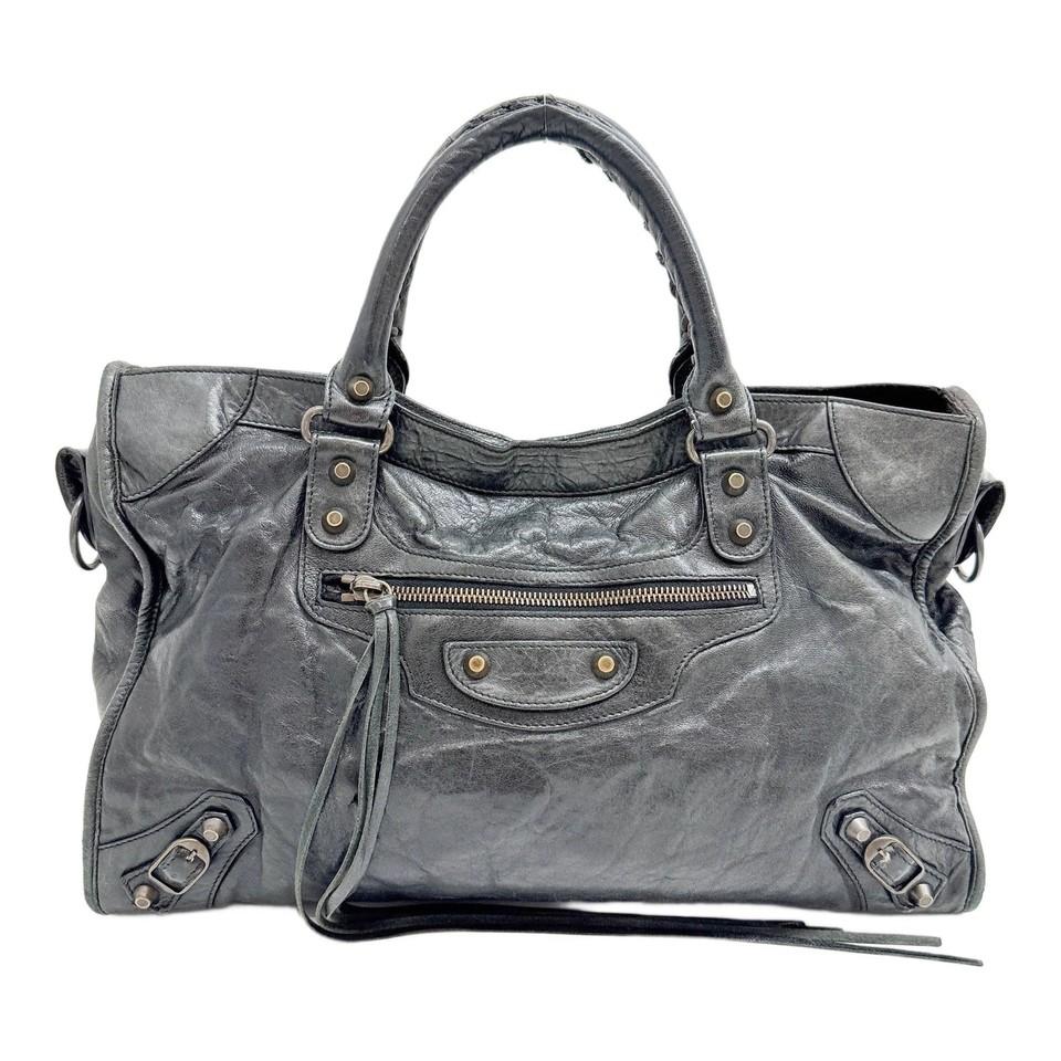 BALENCIAGA The City Black Leather Two Way Bag