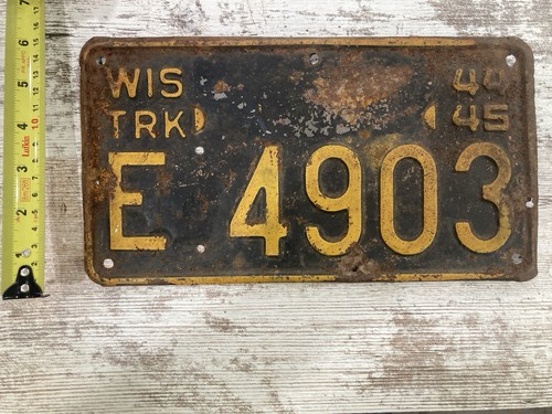 1944/45 Rare Wisconsin Truck License Plate # E4903