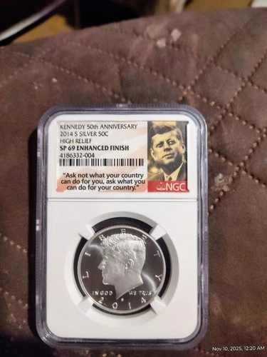 2014-S Proof Kennedy 50c  Silver High Relief NGC PF69 Enhanced Finish