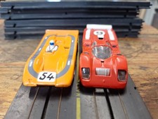 AURORA AFX 54 McLAREN CAN AM, Ferrari T Jet red 9 HO CARs 1970s Orange/ red