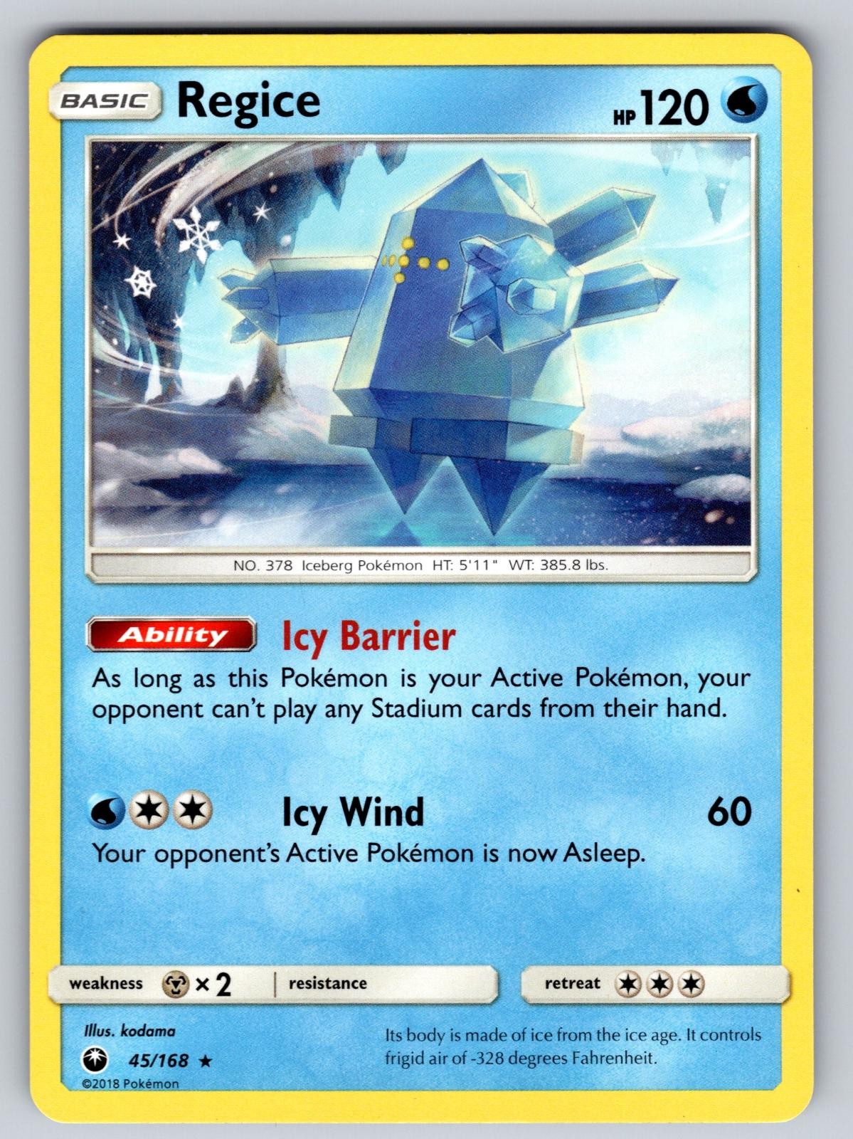 Regice 45/168 Rare Celestial Storm Pokemon Near Mint