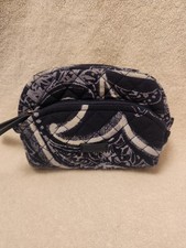 Vera Bradley Iconic Mini Cosmetic Case Indo Blue and White Paisley Pattern