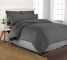Duvet Cover by , 3 Piece Set, Genuine 100 Organic Viscose King Charcoal