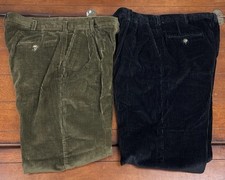 Lot Of 2 Haggar Black Label Corduroy Pleated Pants Men s 36x29. Brown And Black.