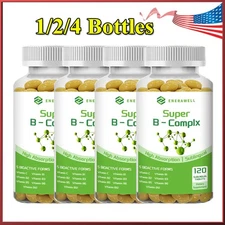 1/2/4PC Vitamin B Complex B1,B2,B3,B5,B6,B12, Biotin Immune Support 120 Capsules
