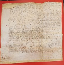 Grande pergamena manoscritta del 1552 (50,5 x 50 cm) francese