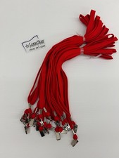 900 Bulk Red Lanyards 1/2" Polyester w/ Metal Bulldog Clip ID Badge Holder