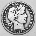1912-P BARBER HALF DOLLAR - FINE - #4894D FREE SHIPPING