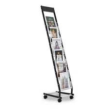 VEVOR Brochure Display Rack Narrow 6-Tier Magazine Literature Stand with Wheels