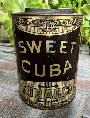 VINTAGE LARGE DARK SWEET CUBA TOBACCO STORE COUNTER DISPLAY TIN ORIGINAL!