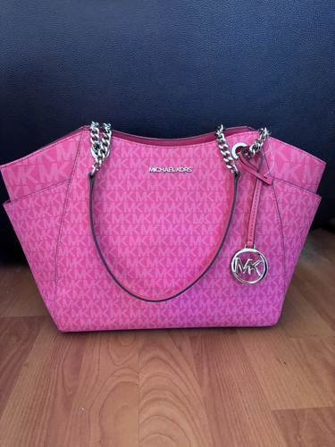 Borsa a tracolla Michael Kors Ombre Jet Set grande catena Dragonfruit nuova con etichetta autentica