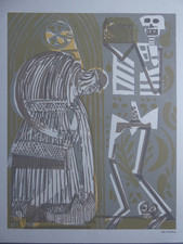 HAP Grieshaber ( 1909, 1981 ) - Der Chorherr, Farbholzschnitt 1966