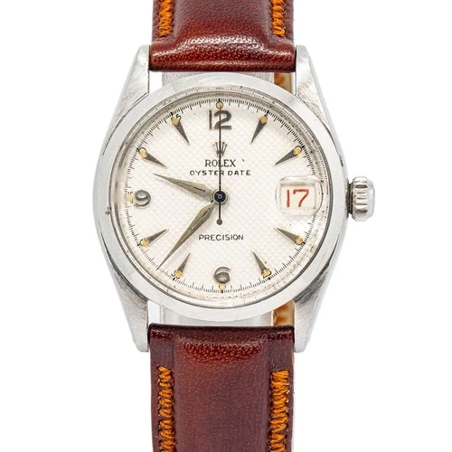 Rolex Oyster Date Precision 6266 SS White Dial Manual Winding Unisex watch 30mm