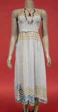 Free People Bohemian Ivory Cotton Size 2 Blue Yellow Floral Dress $178 # 01
