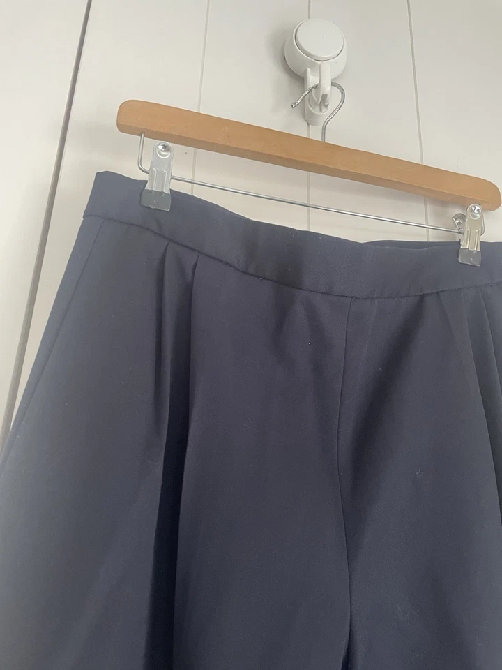 CHRISTIAN DIOR - DIOR 2 Label 1980s Vintage Sz 12 Navy 100% Wool Pleat Trousers - Image 4 of 4