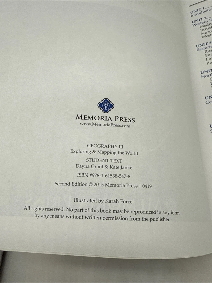 Memoria Press Geography III (3) Exploring & Mapping the World Student Text - Image 2 of 4