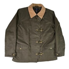 Vintage Chaps Lobster Clasp Firemans Jacket W Corduroy Collar Green Womens Xl