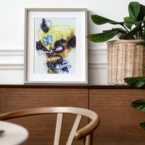 Dr. Neo Cortex Ballpoint Pen Print, Crash B Art Poster - Picture 2 of 3