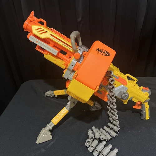 Nerf N-Strike Vulcan EBF-25 Machine Gun COMPLETE w/ 2 Ammo Belts (see video)