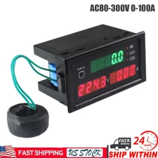 New AC 80-300V LCD Digital 100A Volt Power Kwh Amp Panel Meter Voltmeter Ammeter