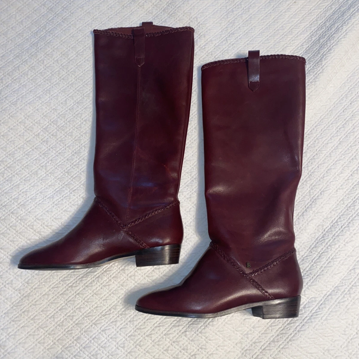 ETIENNE AIGNER Women s Oxblood Leather Riding Boot Size 6 M 7183