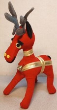 Vintage Dakin Dream Pets Christmas Red Velveteen Moose Japan No Tag