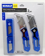 Brand New KOBALT Folding Lockback Knife 2 PC. Set With 50 Extra Blades Free Ship
