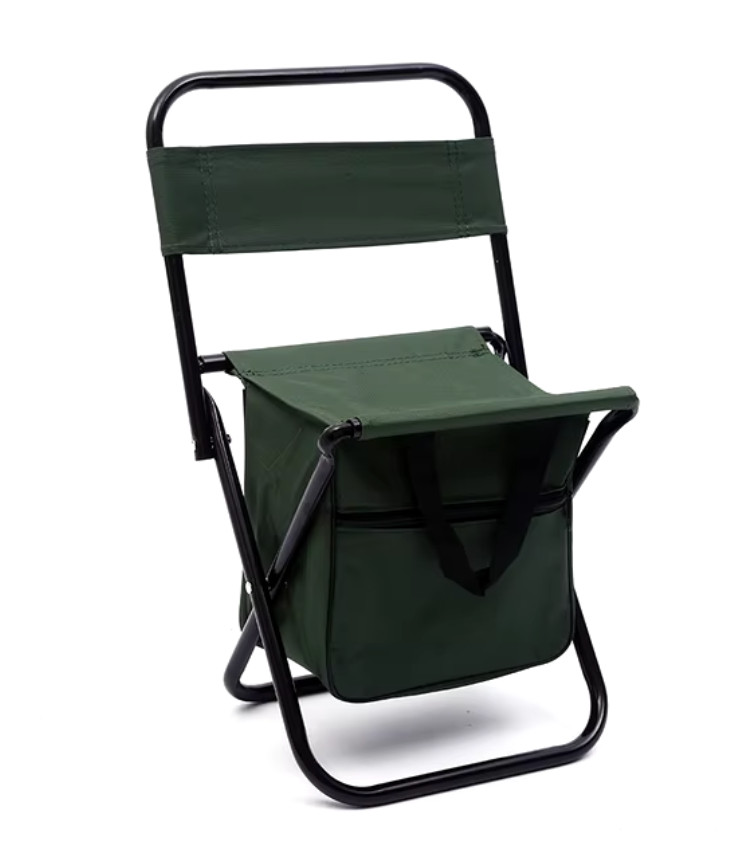 Chaise pliante portable verte sac isotherme dossier camping pêche