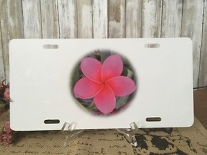 Pink Hawaiian Floral Novelty Front License Plate Decorative Car
