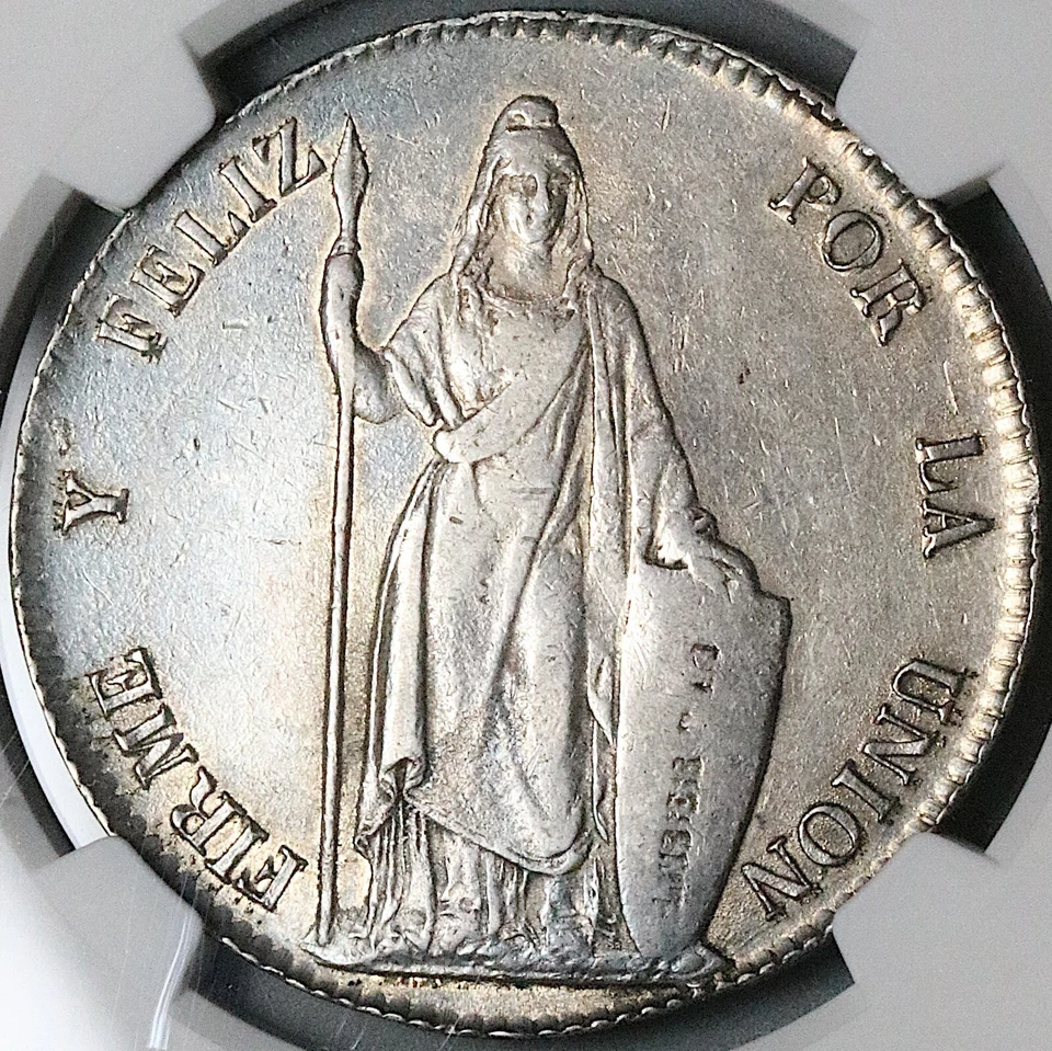 1845 NGC XF 45 Peru LIMA 8 Reales Standing Liberty Silver Coin (23060603C) - Image 2 of 4