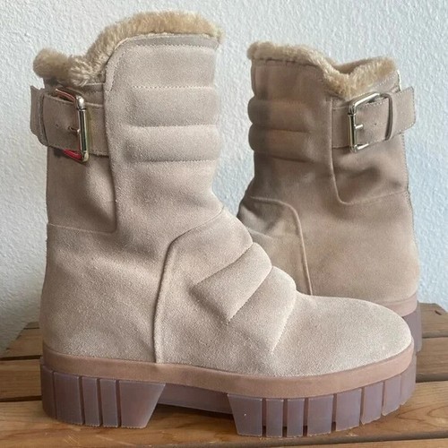 Free People Fable Faux Fur Lined Boots Womens Size 8.5 Sand Suede Platform NEW - Picture 9 of 10