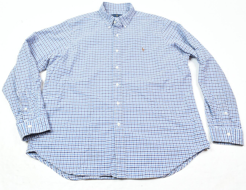 Ralph Lauren Oxford Shirt Mens XL Blue Plaid Long Sleeve Button-Down Classic Fit