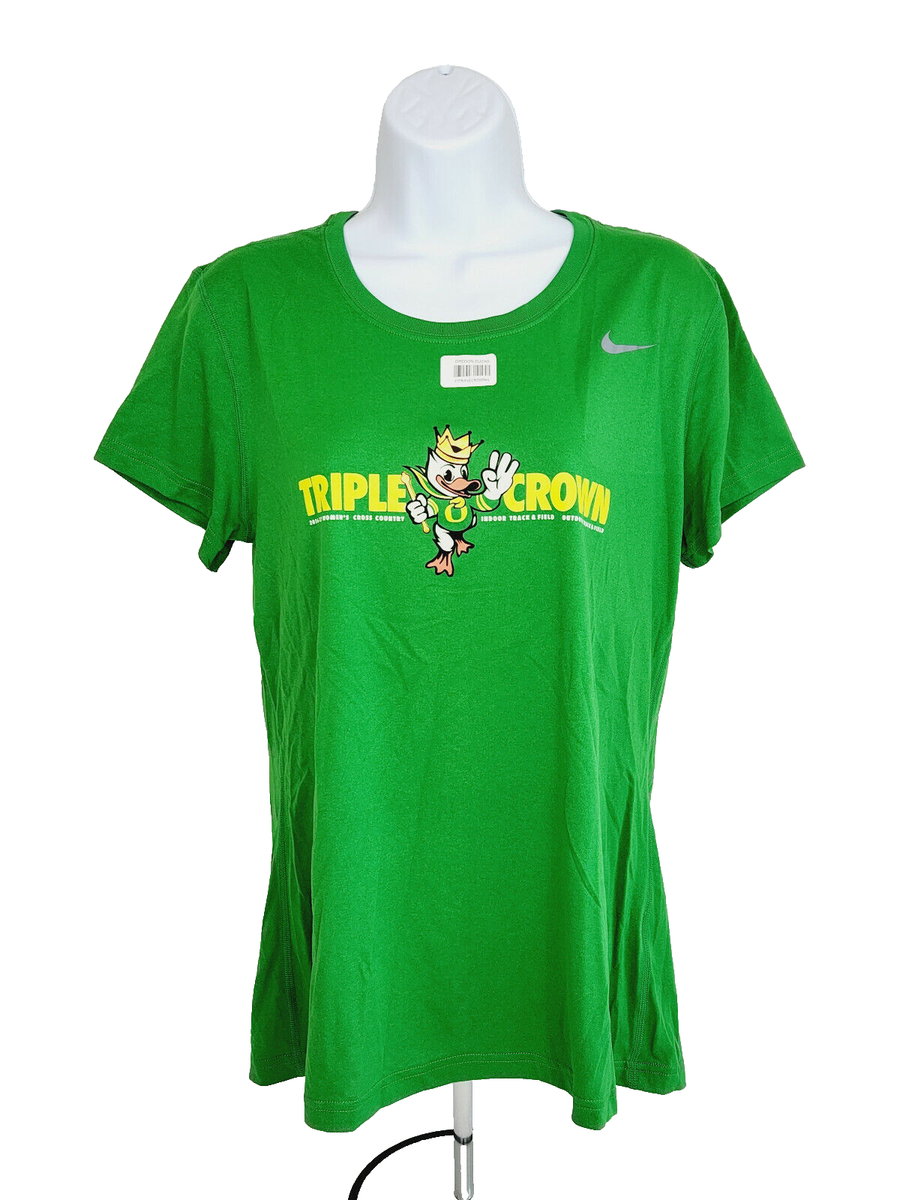 Oregon DUCKS Track Field TEAM ISSUED Nike TRIPLE CROWN Tee SHIRT Women's L