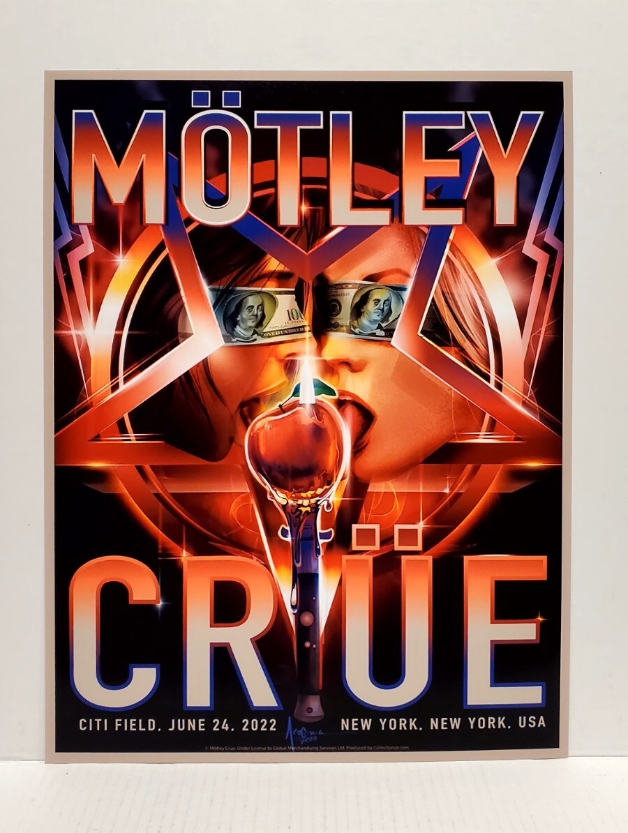 Motley Crue NEW YORK Poster 6/24/ 2022 Citi Field Stadium Tour 13