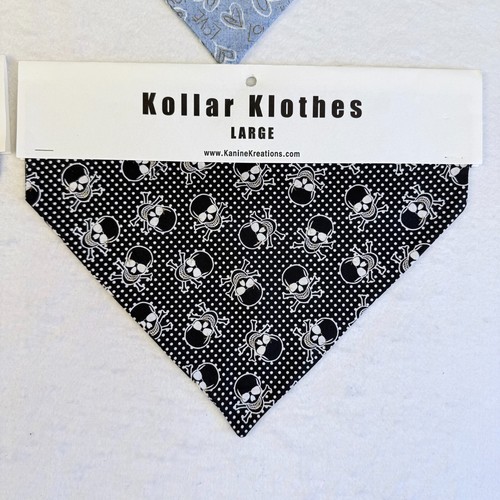 Lot of 4 Large Dog Collar Covers Bandanna Scarf No Choke Paws Skulls Hearts Star - Picture 4 of 9