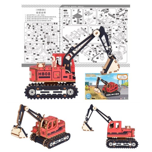 3D Wooden Puzzles Building Engineering Vehicles Car Model For DIY Toy Kids - Picture 4 of 16