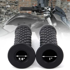 7/8" 1" Motorcycle Hand Grips Rubber Gel Handle Bar Black For Mini Bike Pit Bike