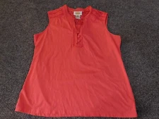 Talbots Blouse Large pink Womens tank cotton hollow classic top