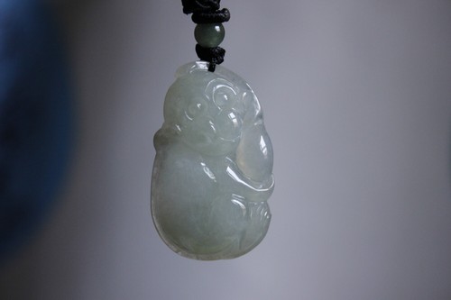 Certified Natural Jade Grade A Untreated Icy Jadeite Monkey Pendant #P1236 - Picture 9 of 11