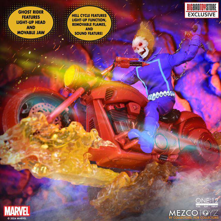 Mezco Toys one:12 Ghost Rider Motorcycle set BBTS limited Action