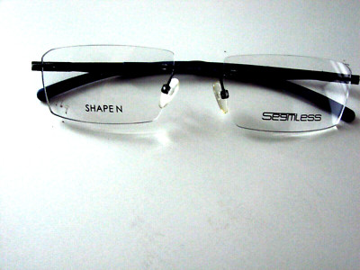 NEW EYEGLASS FRAME RIMLESS RECTANGLE MADE BY SEEMLESS BLUE TEMPLES 54-18-140