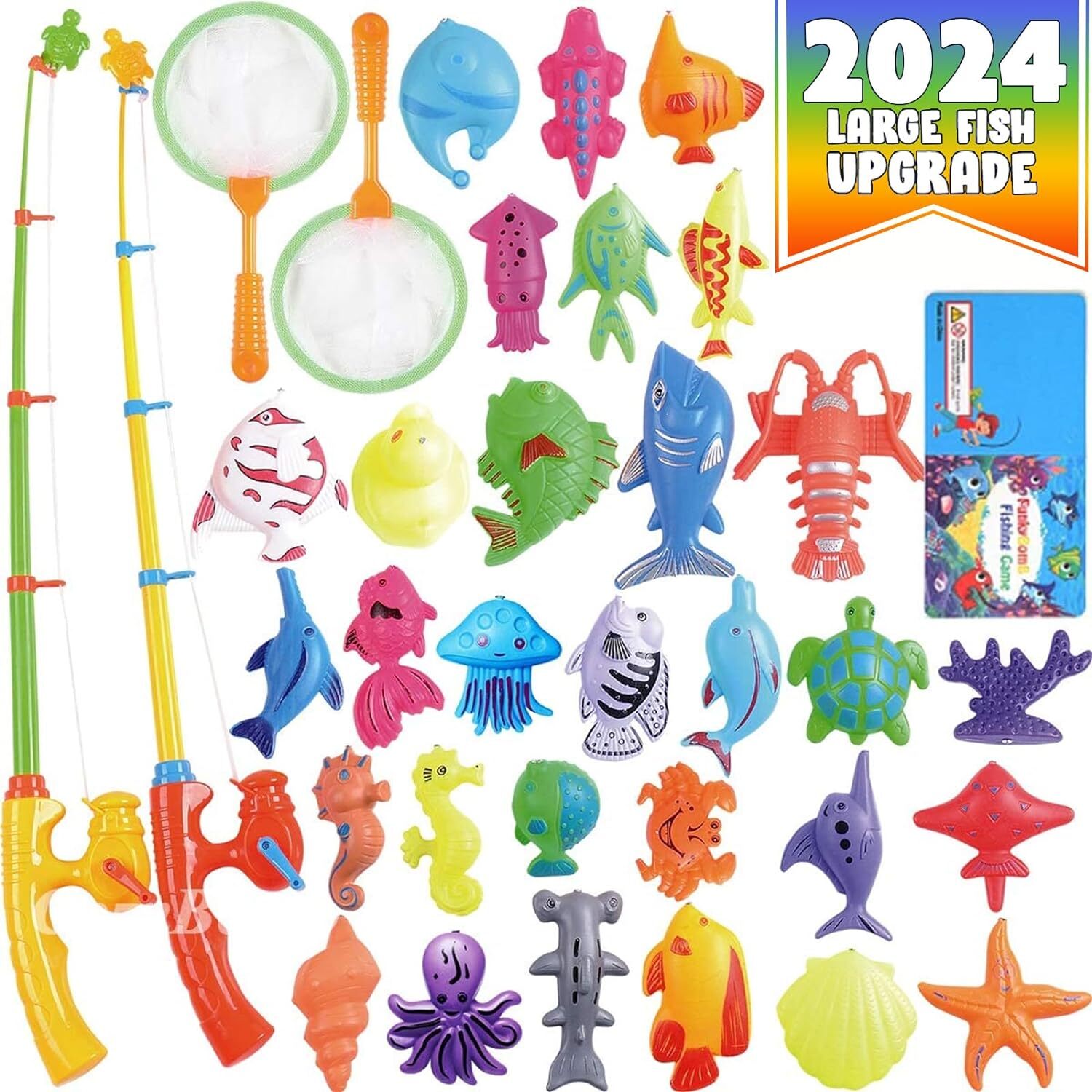 CozyBomB™ Magnetic Fishing Pool Toys Game for Kids - Water Table 30 Fishes