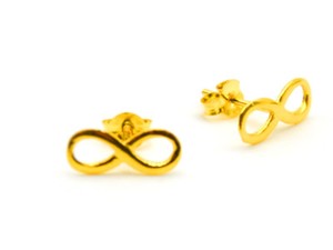 Authentic Infinity Infinity Earrings 925 Silver Gold Plated Symbol Jewelry -