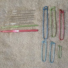 Vintage Crochet Hook Lot Of 8 Most Pre-War "Made in USA"  6 Stitch Holders