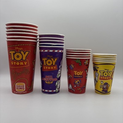 Lot Of (21) Toy Story Burger King 1996 Promotion Paper / Wax Cups - Unused | New