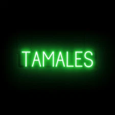 SpellBrite TAMALES Sign | Neon Tamales Sign Look, LED Light | 28.8" x 6.3"