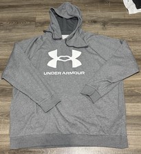 Big Men  s UNDER ARMOUR Rival Fleece Logo Gray Hooded Sweatshirt NWT 4XL  55